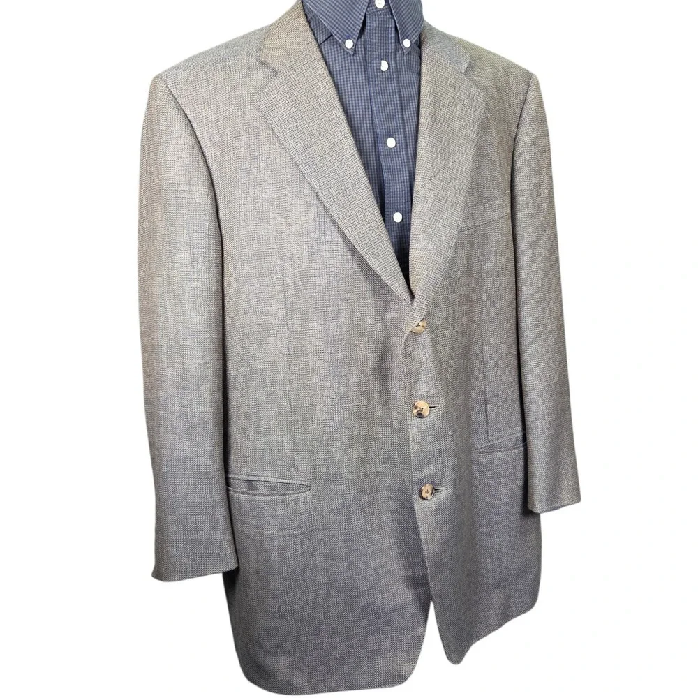 Vtg Ermenegildo‎ Zegna Neiman Marcus Blazer Jacket Cashmere 50L Blue Gold Gray